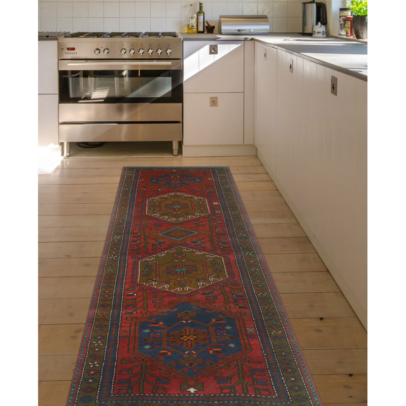 One-of-a-Kind 3'1" X 10'3" New Age Runner Wool Area Rug in