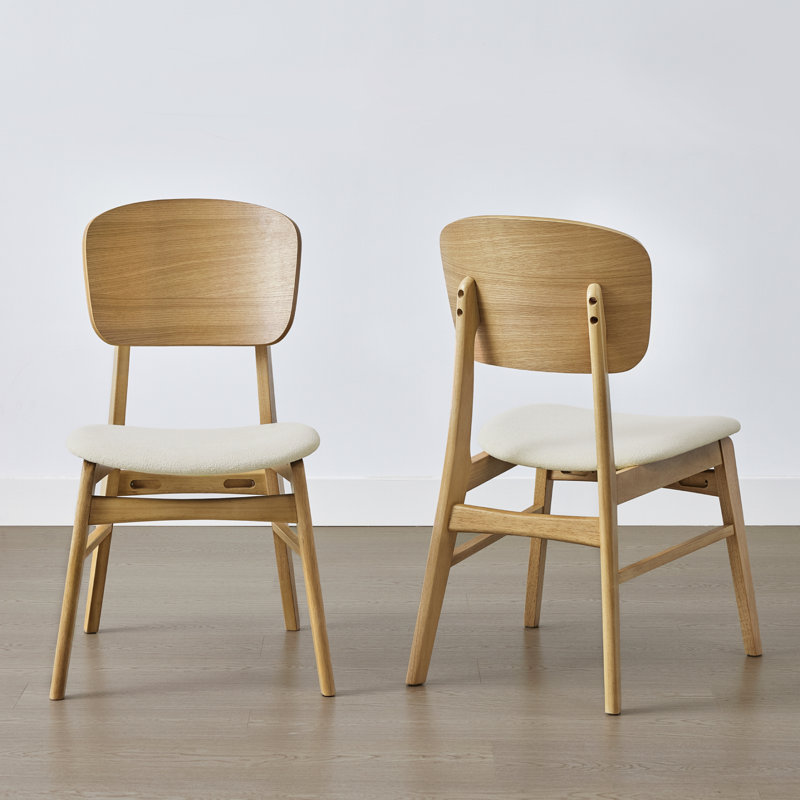 Chaise en bois massif avec assise rembourrée, Chêne