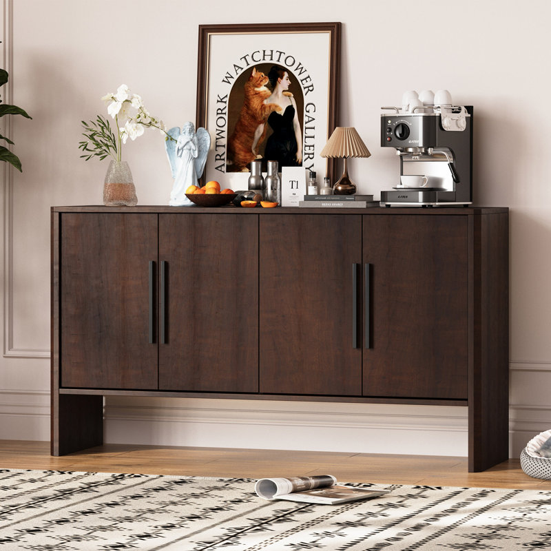 Grand buffet rétro à 4 portes pour la cuisine et la salle à manger, Espresso