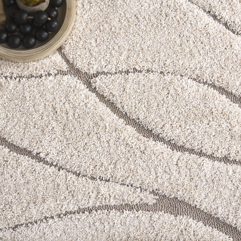 Tapis crème / beige Ashal, Carré 3 pi, Cream/Beige