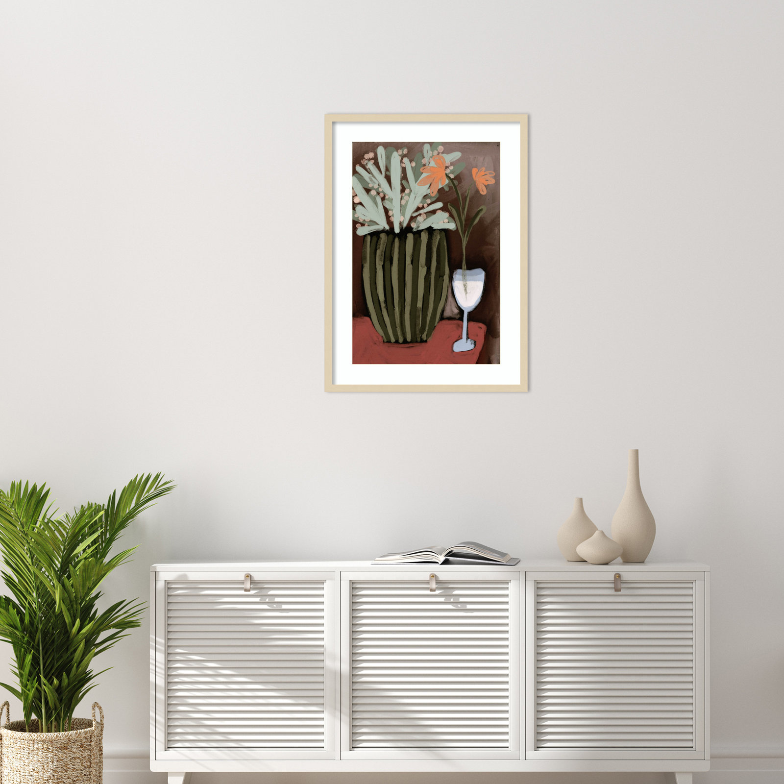 Floral Still Life No 4 by Treechild Wood Framed Wall Art Print, Brown, 33" H x 24" W