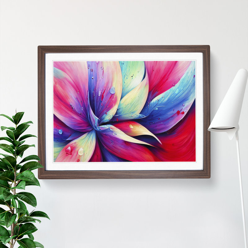 Colourful Flowers Vol.6 Abstract - Single Picture Frame Print, Walnut Framed, 34cm H x 46cm W x 2cm D