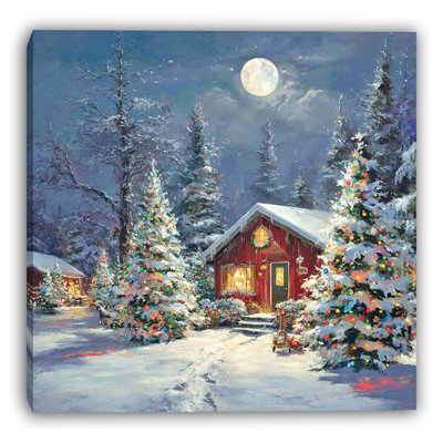 «Cabin Lights in Winter», art mural sur toile tendue