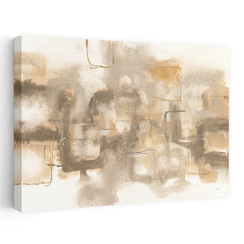 «Golden Neutrals I» - art abstrait doré à la flamme d'automne, H 36 po x l 48 po