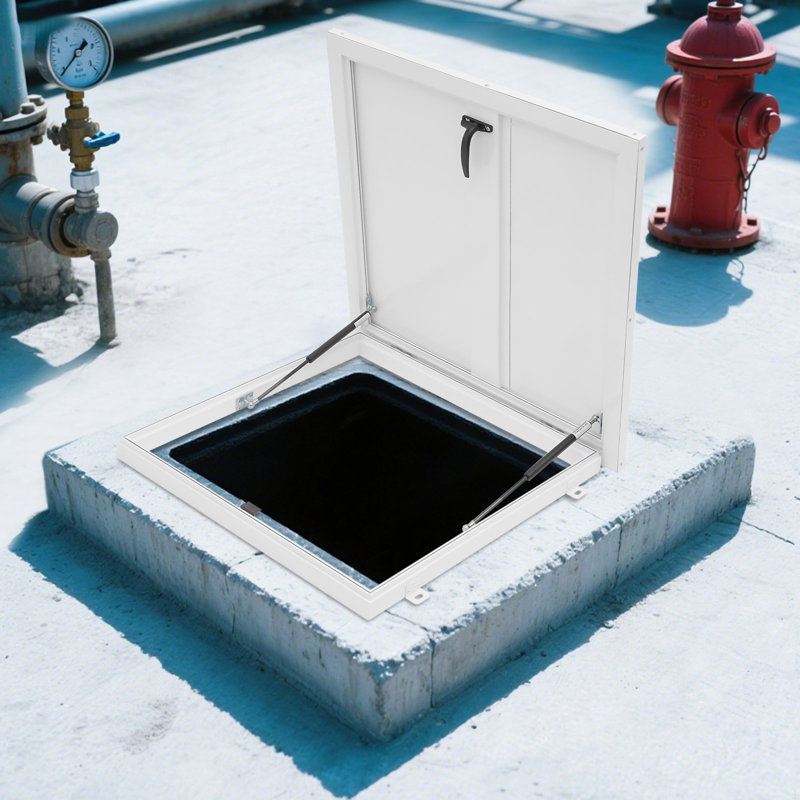 Trappe de sécurité robuste en alliage d'aluminium, Blanc, L 30,31 po x H 30,31 po
