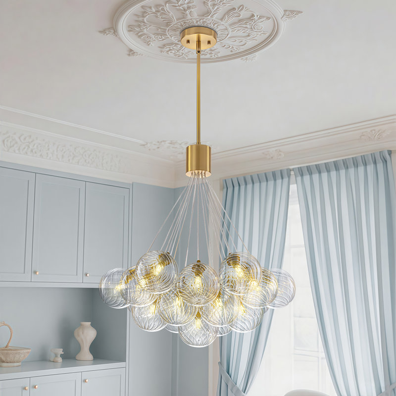 19-light Modern Cluster Bubble Glass Chandelier