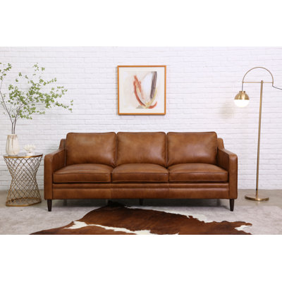 Ashtabula Genuine Leather Square Arm Sofa