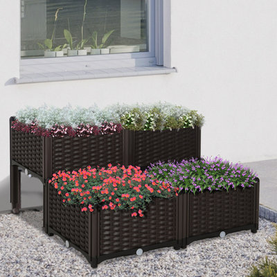 Lit de jardin surélevé 4 pièces avec pieds