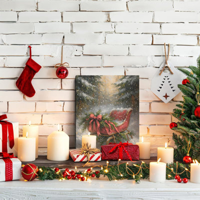 Décoration murale rétro sur toile traîneau rouge de Noël rétro, affiche rustique de campagne, vacances d'hiver, affiches, décoration murale pour maison, chambre à coucher, salon, fête, chalet
