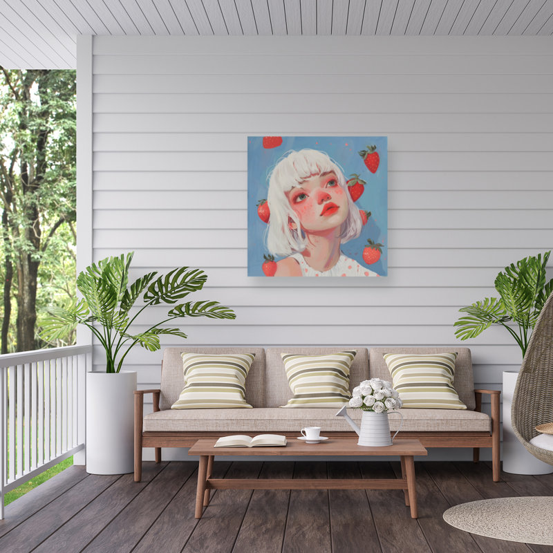 Toile d'extérieur Andreas Magnusson Strawberry Girl Two, H 14 po x l 14 po
