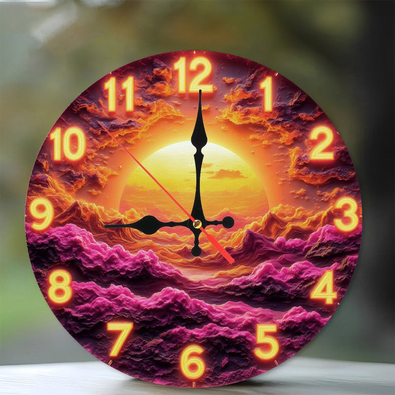 Horloge avec chiffres au coucher du soleil
