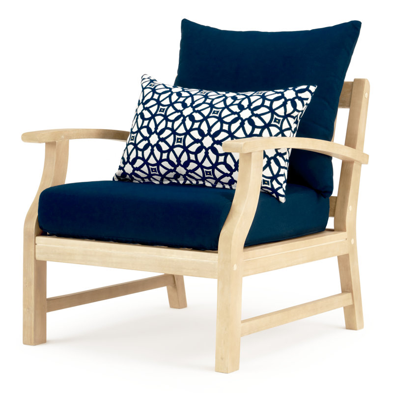 Chaise de patio Paulet avec coussins Sunbrella, Sunbrella® bleu marine