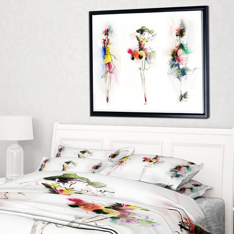 «Fashion Posing», peinture, H 30 po x l 40 po x P 1,5 po, Toile avec cadre flottant