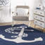 Tapis bleu marine en laine tissé à plat à la main à motif d'ancre Panama-33090440