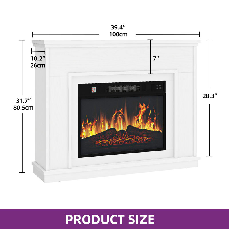 Balconera 100cm W White Electric Fireplace