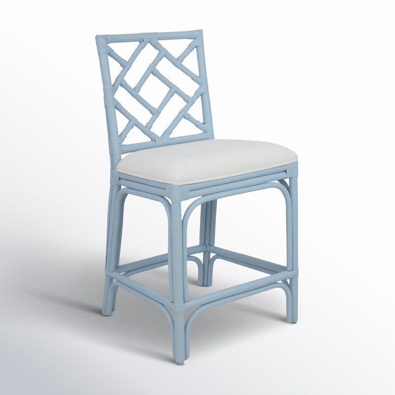 Fulton Woven Stool, Counter Stool (24" Seat Height), White Seat / Blue Frame