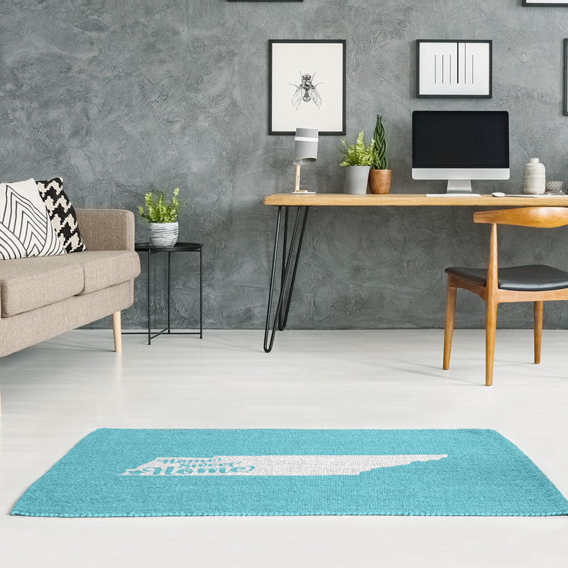 Tapis memphis blue area home, Rectangle 5 pi x 7 pi