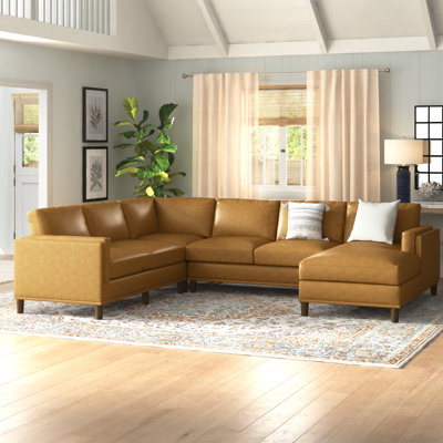 122" Wide Leather Match Left Hand Facing Corner Sectional by Sand & Stable