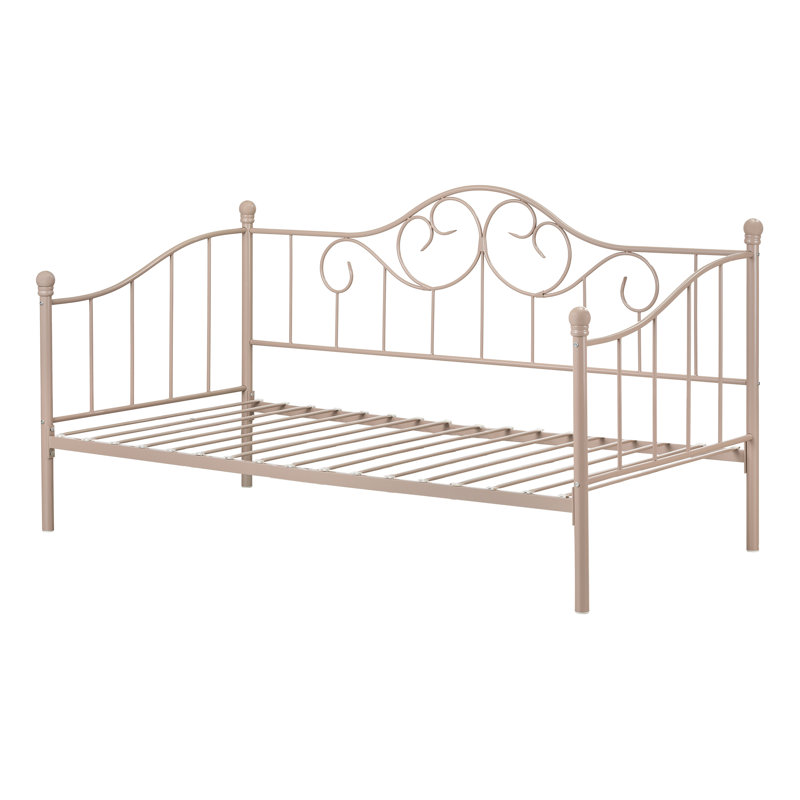 Princess Twin Pink Metal Daybed with Headboard and Slats