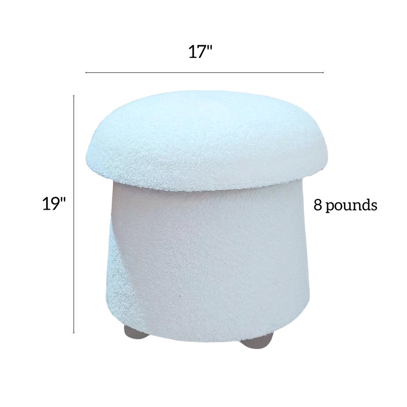  Tabouret de 17 po en tissu Sherpa rembourré avec rangement, Crème