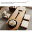 70.87" Burlywood + Black Solid Wood + Iron Half-circle Coffee Table-109011860