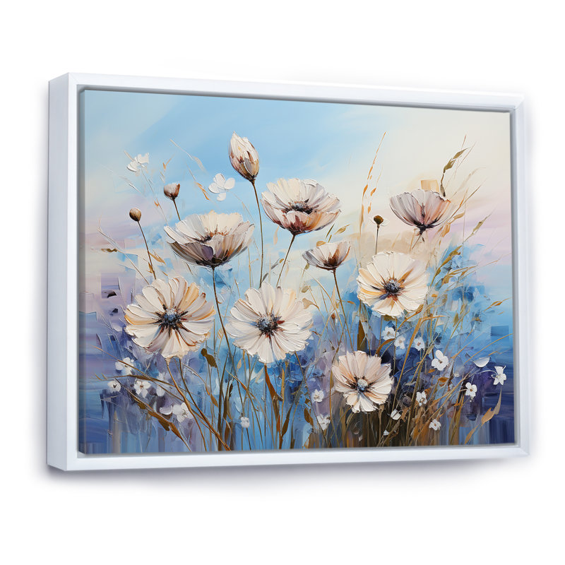Divine bleuet en fleurs II - impression, Cadre flottant blanc, H 30 po x l 40 po x P 1,5 po