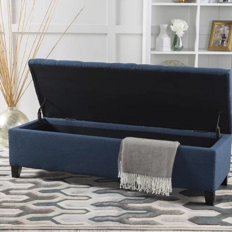 Storage In Navy Blue - Enhances Room Utility And Style Versatile For Home Seating, Navy Blue