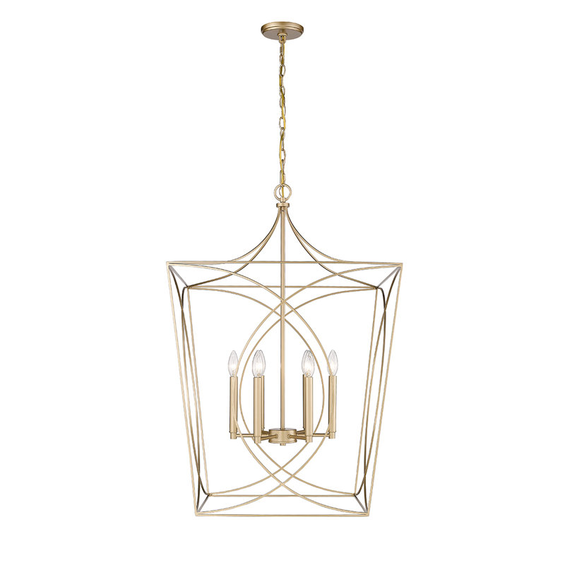 Luminaire suspendu carré 6 lumières, Or moderne