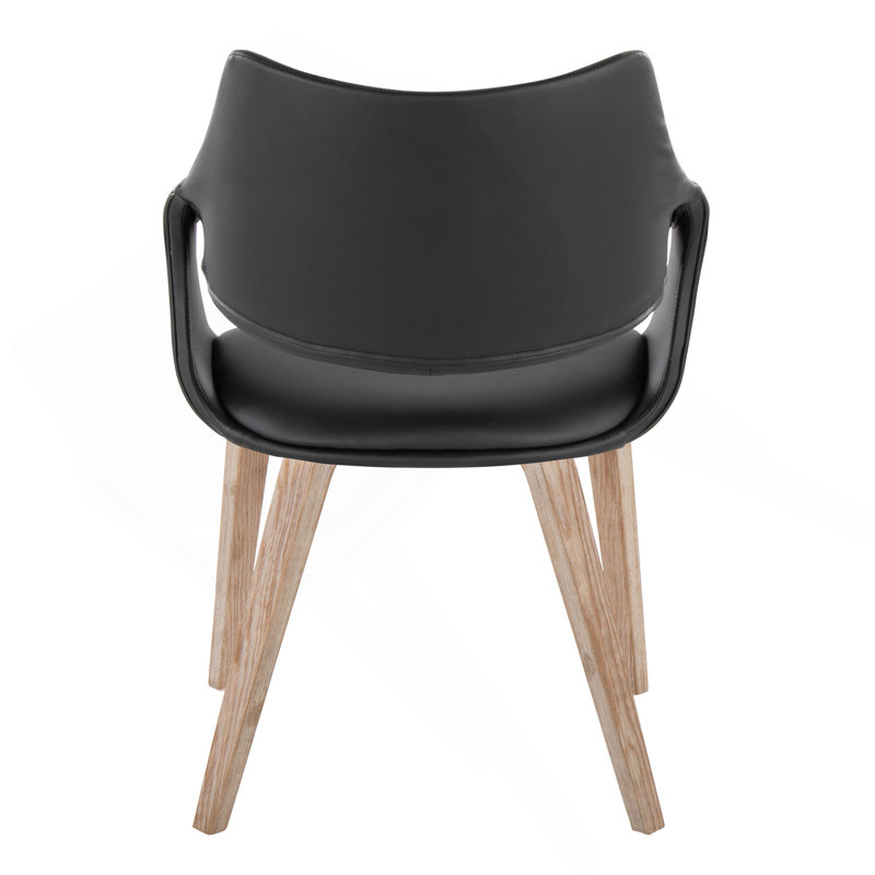 Chaise en bois blanchi et similicuir - ensemble de 2, Blanchies, Noir
