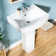 22" W x 17" D Pedestal Bathroom Sink Rectangular Vitreous China with Single Faucet Hole and Overflow