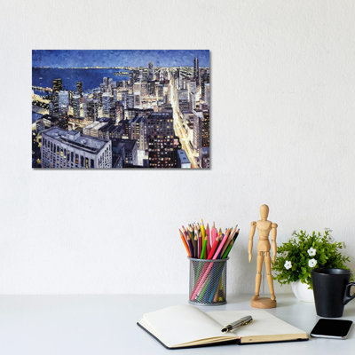 Chicago From The Hancock At Night by Roger Disney - Wrapped Canvas Gallery-Wrapped Canvas Giclée