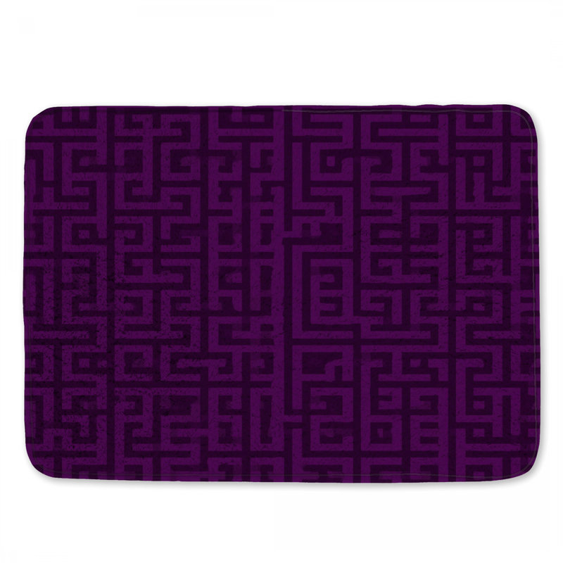 Tapis de bain mauve à motif de labyrinthe, L 24 po x L 17 po