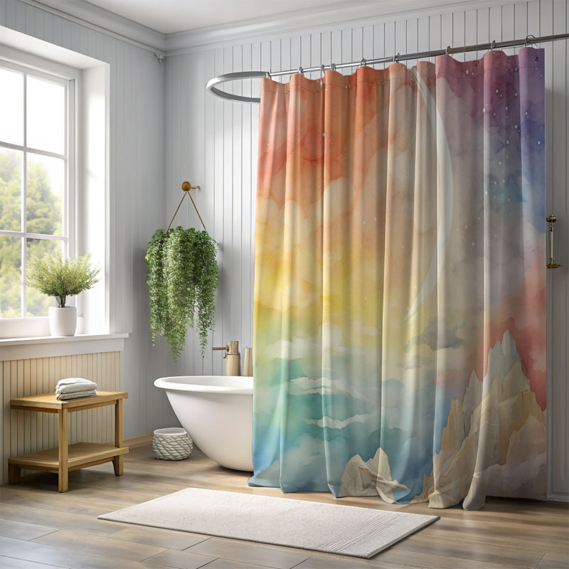 Rideau de douche standard 1 pièce Technicolor Sky, H 74 po x l 71 po