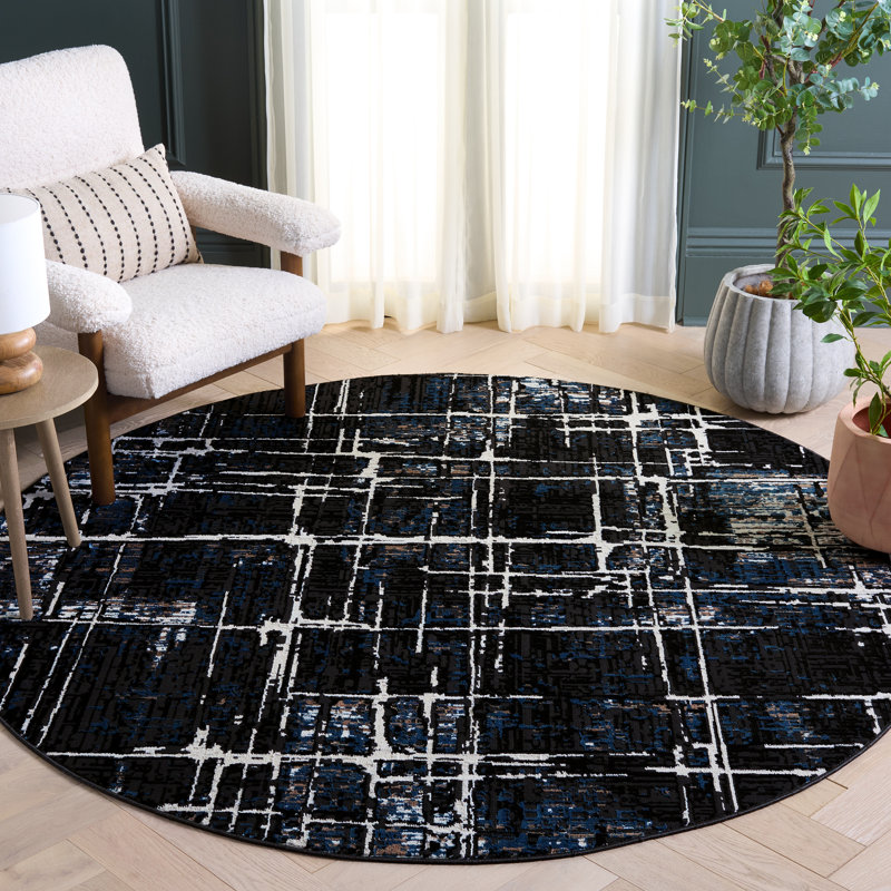 Mila 292 Performance Abstract Rug, Round 6'7"