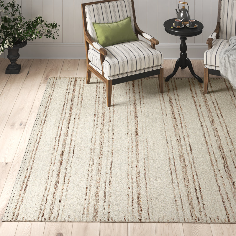 Tapis beige en laine tissé à la main Mingo, Rectangle 7 pi 9 po x 9 pi 9 po