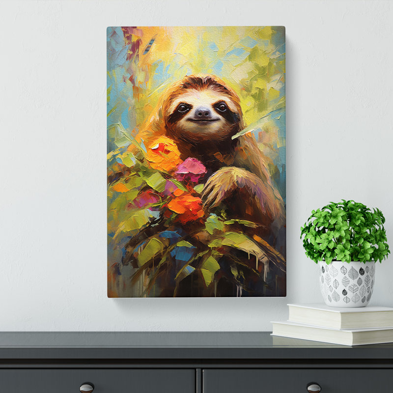 Sloth Impressionism - No Frame Print, 50cm H x 35cm W x 3cm D