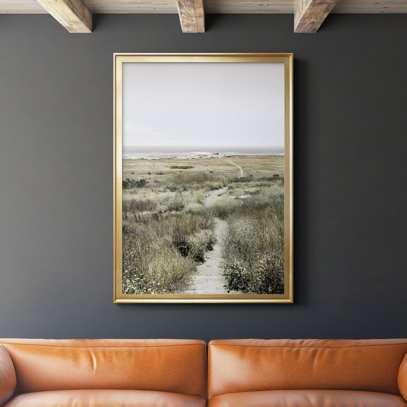 Reproduction encadrée de qualité supérieure - Sentier au paradis, H 30,5 po x l 22,5 po x P 1 po, Or