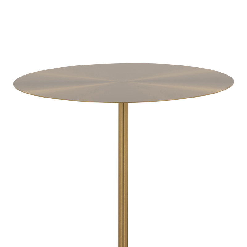 Table de bout à piédestal Pursley, Marbre blanc, Or