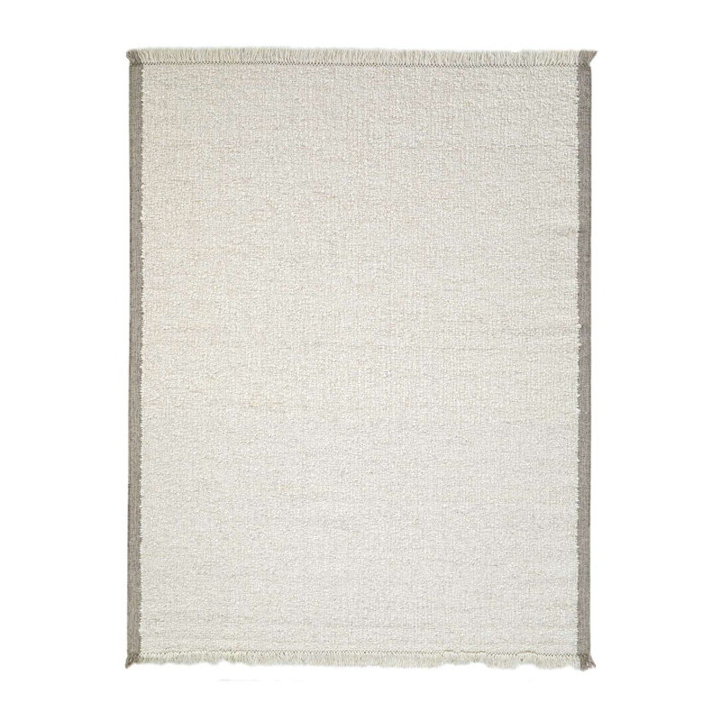 Flatweave Wool/Cotton Area Rug in Ivory, Rectangle 7'6" x 9'6"