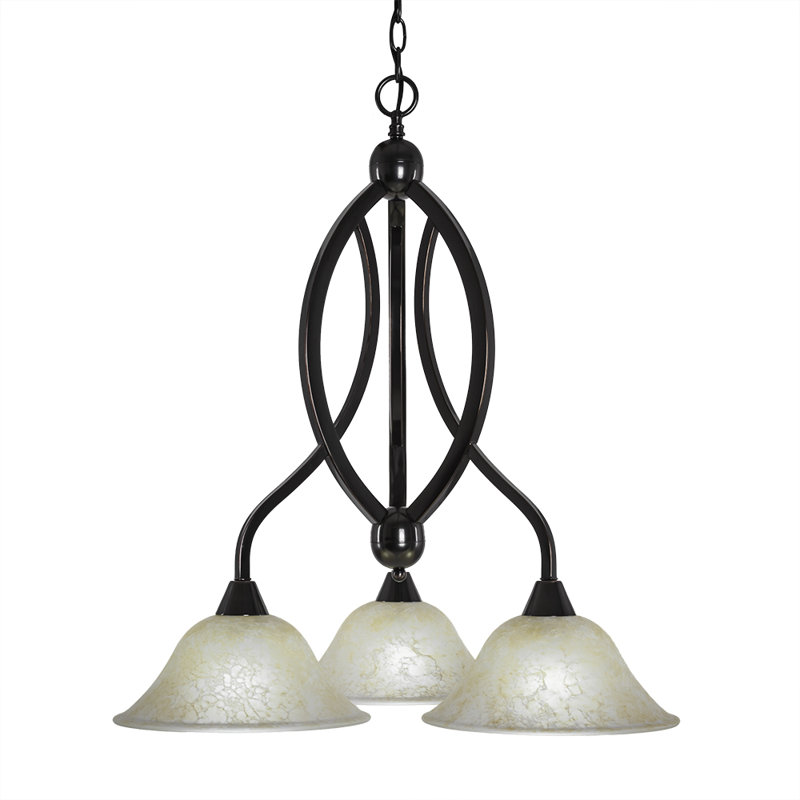 Lustre encastré à 3 lumières Eisenhauer présenté en finition nickel brossé avec verre ambré 10 ", Nickel brossé, Ambre