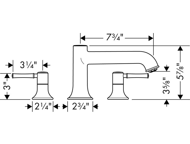 Garniture de robinet de baignoire romaine à 3 trous Hansgrohe Talis C, Bronze huilé