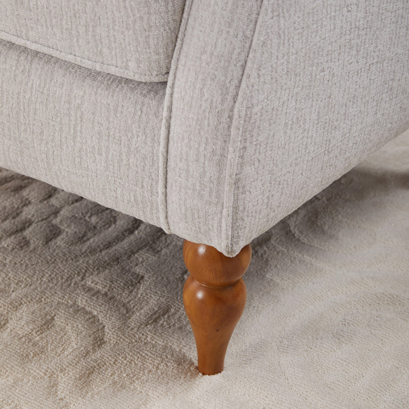Upholstered Armchair With Solid Wood Side Table, Beige