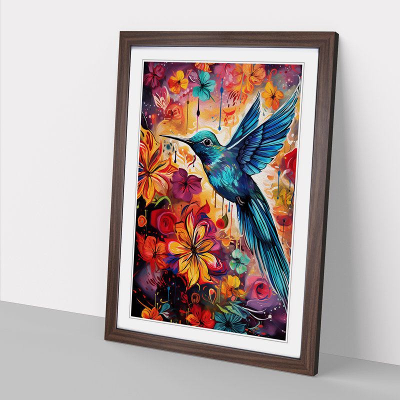 Hummingbird Pop - Framed Print, Walnut Framed, 64cm H x 46cm W x 2cm D