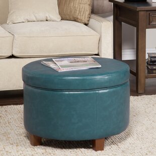 Ornavo Home Lawrence Round Storage Ottoman with Lift Off Lid and