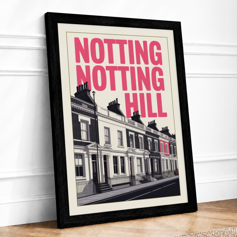 Notting Hill Typography Poster Modern - Print, A2 - 59.4 x 42.0 cm, Black