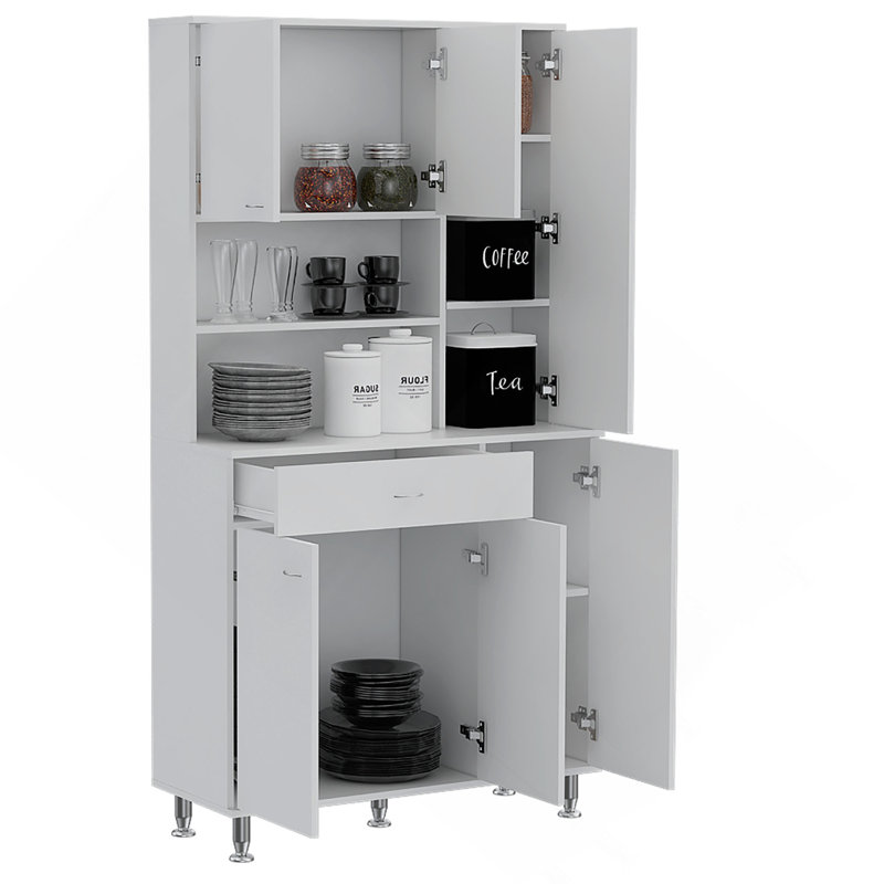 Garde-manger Venice 90, plusieurs armoires, un tiroir, deux tablettes ouvertes