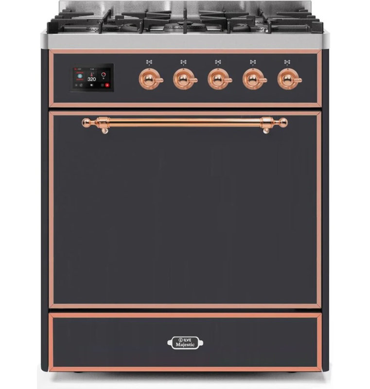 Majestic II 30" 4 cu.ft. Freestanding Dual Fuel with Convection Oven, Liquid Propane, Matte Graphite/Copper