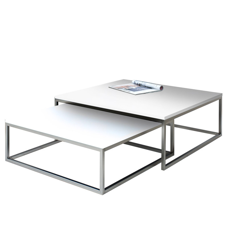 Gwyneth Frame Coffee Table, White, Chrome colour