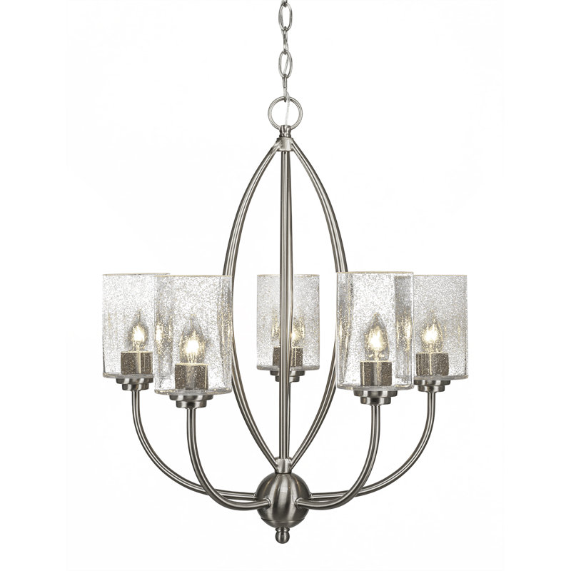 Albreda 5 - Light Dimmable Classic / Traditional Chandelier, Clear Bubble, Dark Granite