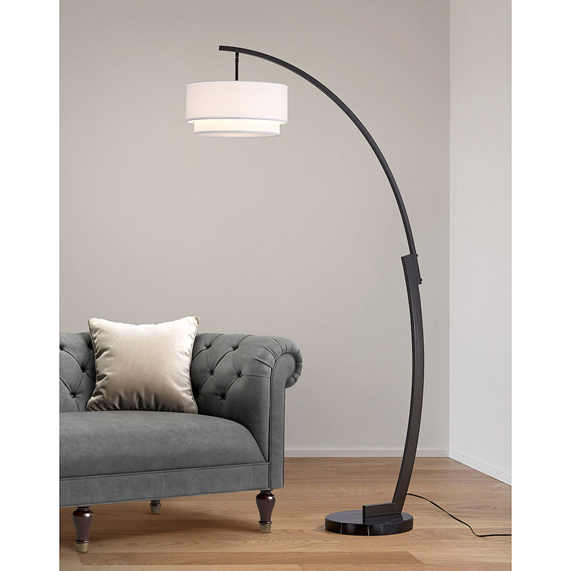 Emalia 81'' Arched Floor Lamp, White, Dark Bronze